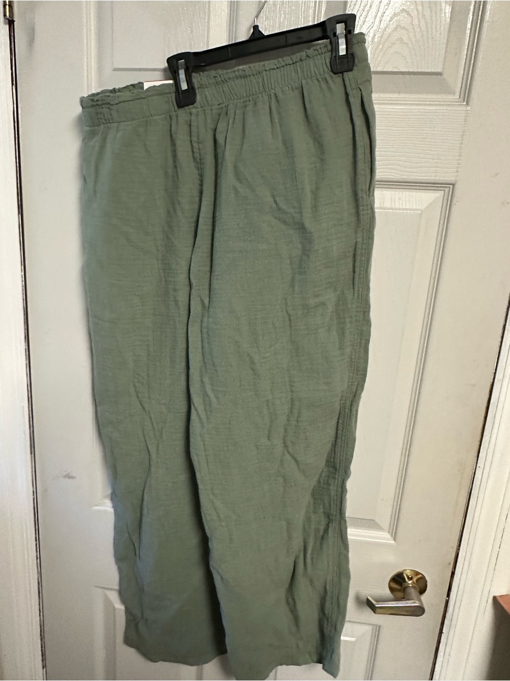 Women’s Olive Green Relaxed Linen-Blend Pants